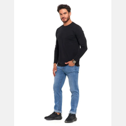 Longsleeve koszulka męska bawełniana z długim rękawem CZARNA MORAJ